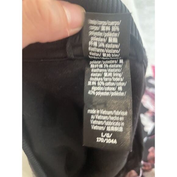 Victoria's Secret Sport Black With Pink Flowers Full‎ Zip Varsity Jacket Large - Picture 6 of 6